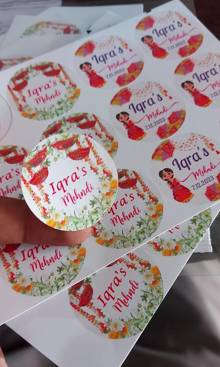 100 Pcs Custom Logo Round Stickers for Small Business & Wedding Events