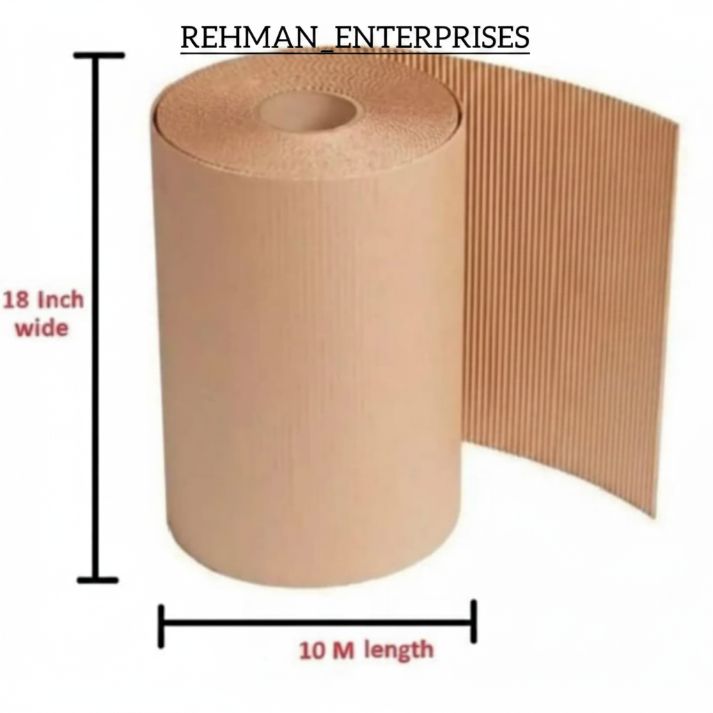 Corrugated Paper Packing Roll – 18 Inch Wide x 20 Meter | Brown Kraft Wrapping Sheet