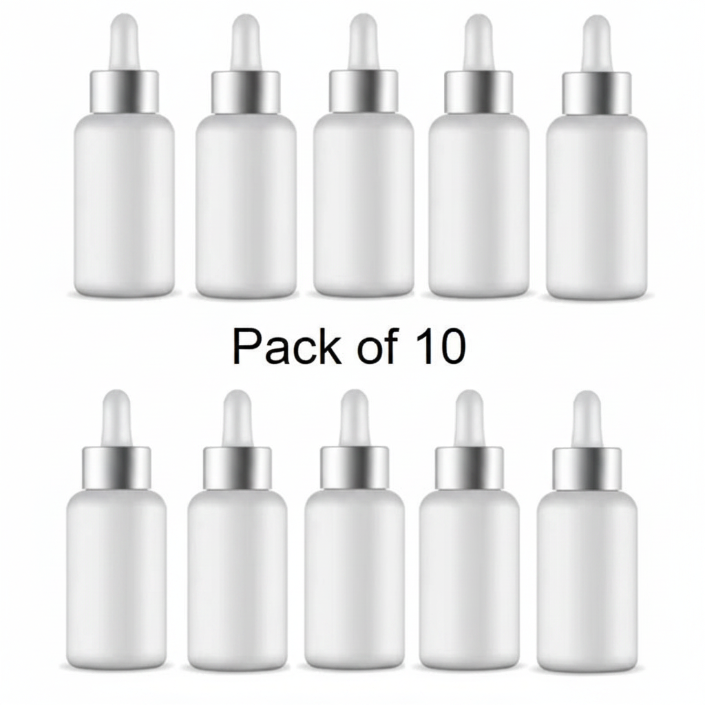 30ml Frosted Glass Dropper Bottle – Pack of 10 | Empty Refillable Serum & Essential Oil Bottles with Gold Cap