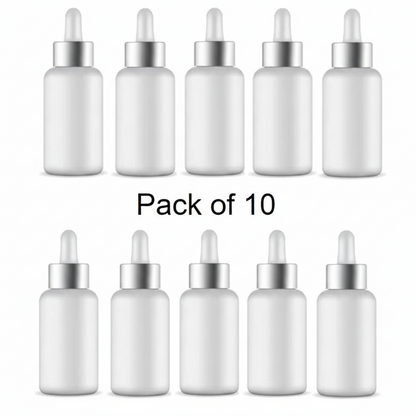 30ml Frosted Glass Dropper Bottle – Pack of 10 | Empty Refillable Serum & Essential Oil Bottles with Gold Cap