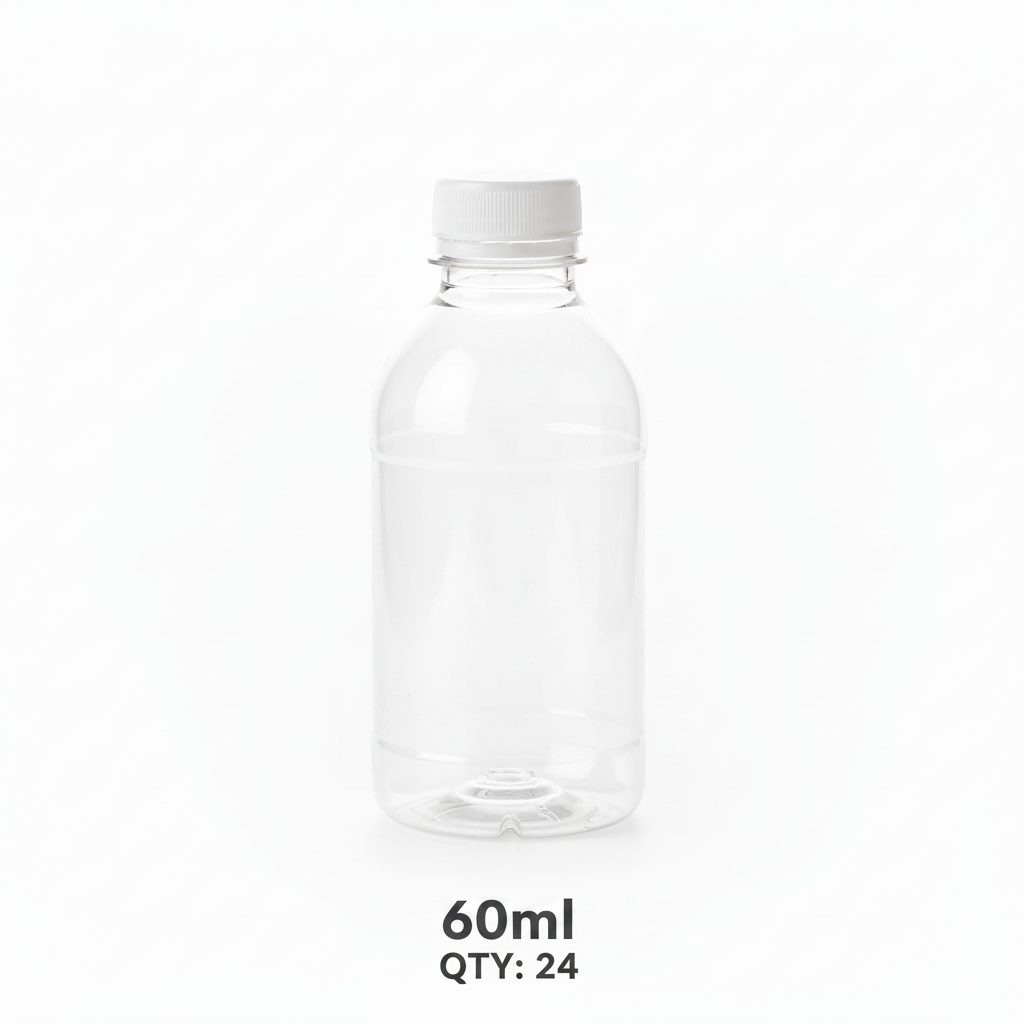 60ml Empty Zam Zam Plastic Bottle – Pack of 24 | Hajj & Umrah Gift Bottles with White Cap
