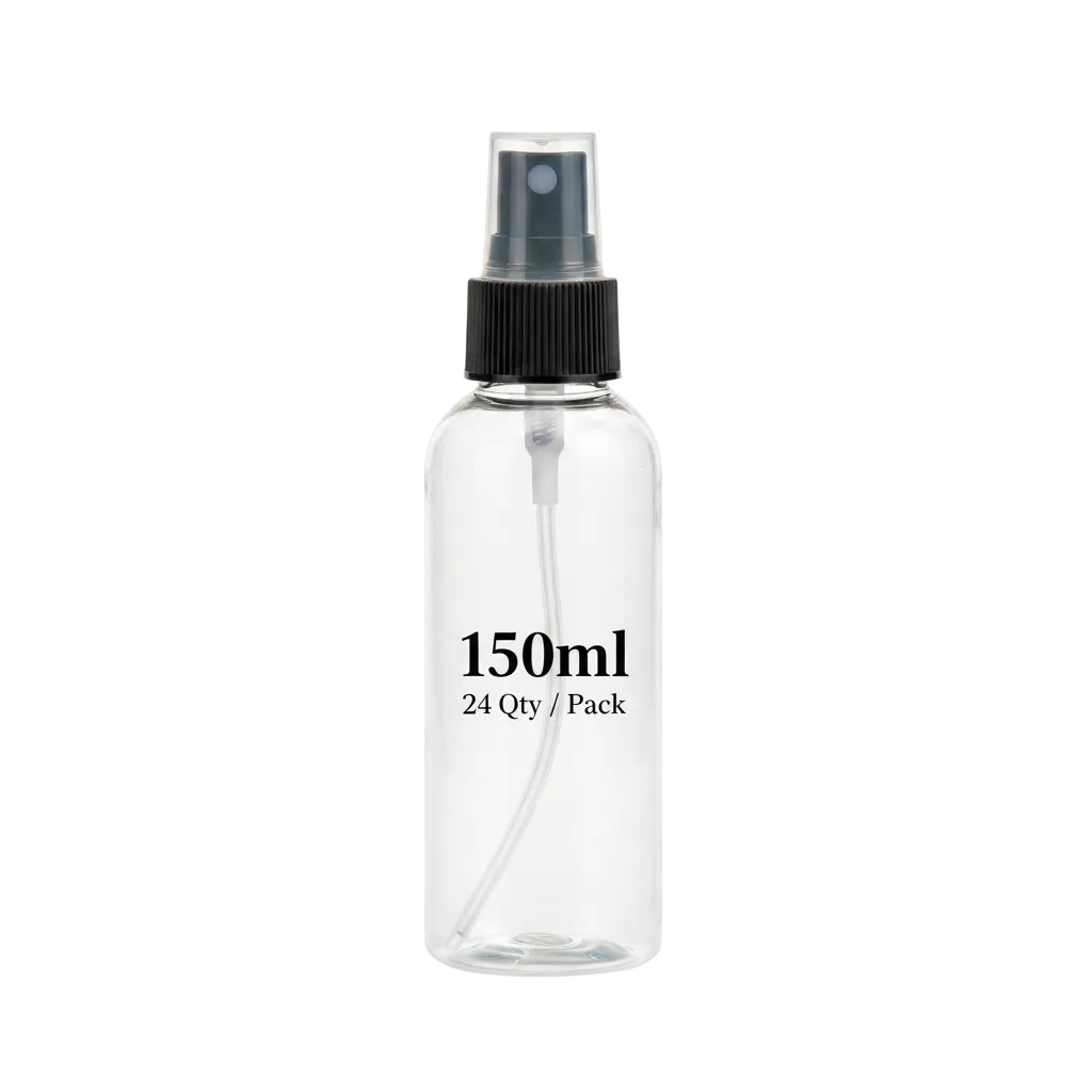 150ml Fine Mist Spray Bottle – Pack of 24 | Empty Refillable Plastic Spray Bottles for Hair, Travel & Cosmetics