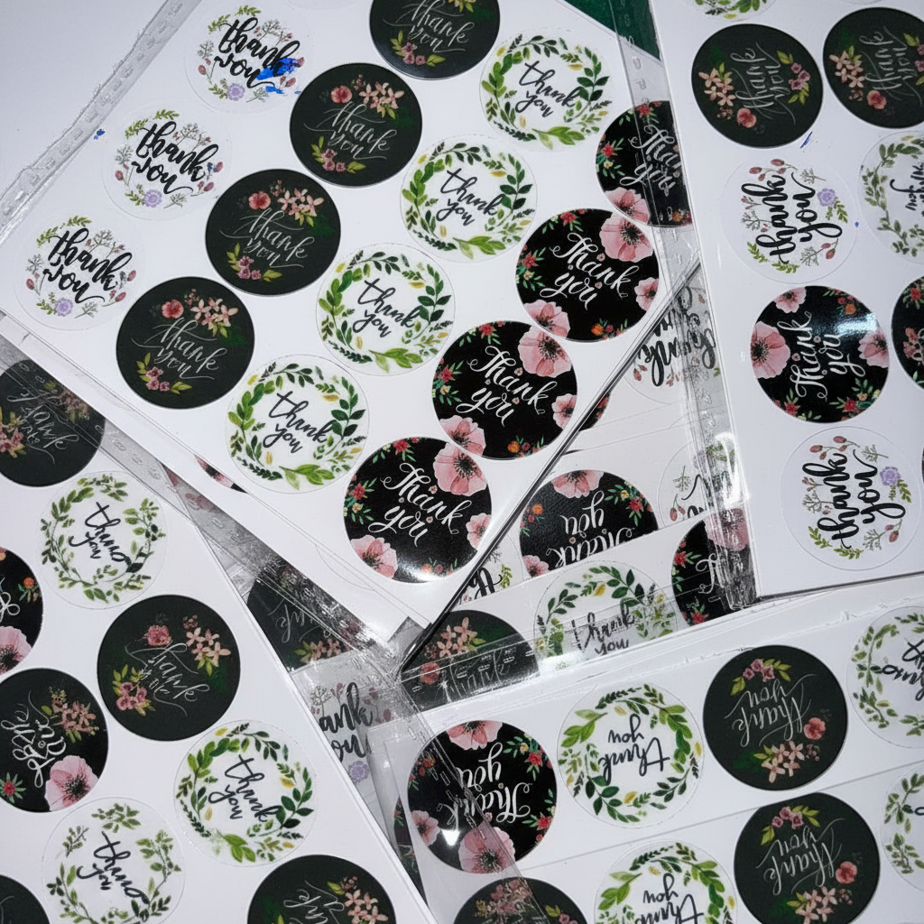 Floral Thank You Stickers – Pack of 100 | 1 Inch Round Seal Stickers for Packaging, Envelopes & Gift Decoration