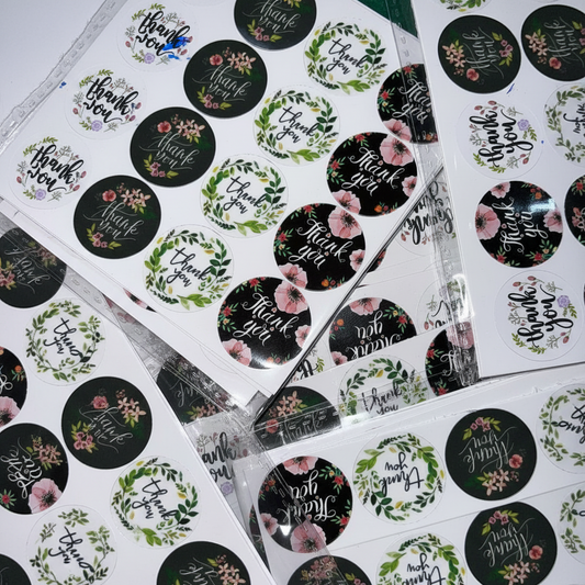 Floral Thank You Stickers – Pack of 100 | 1 Inch Round Seal Stickers for Packaging, Envelopes & Gift Decoration